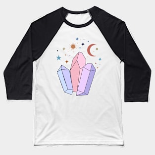 Pastel Crystal Quartzs with moon and stars Baseball T-Shirt